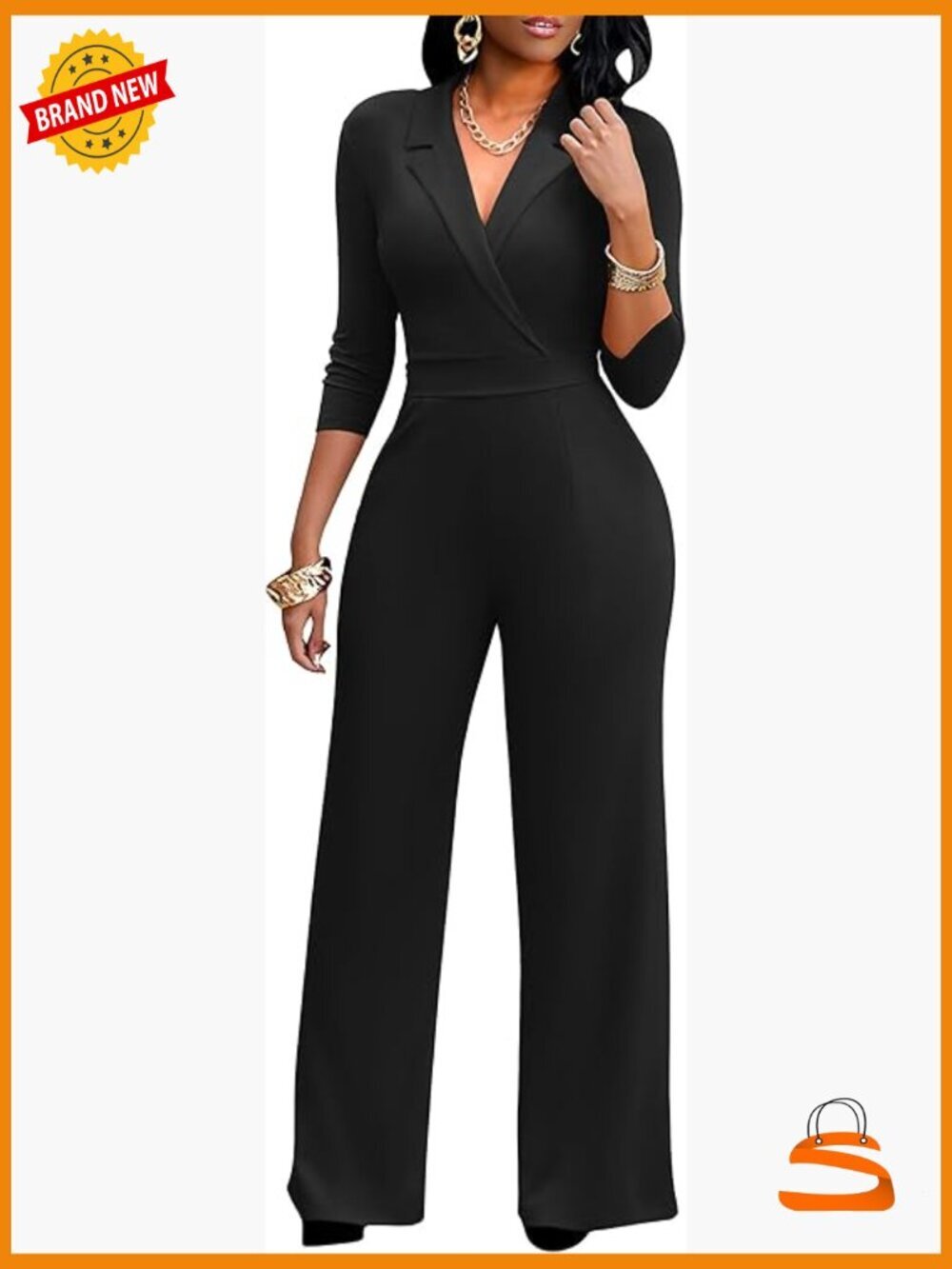 Formal Jumpsuit with Pockets, Wide Leg Romper for Work
